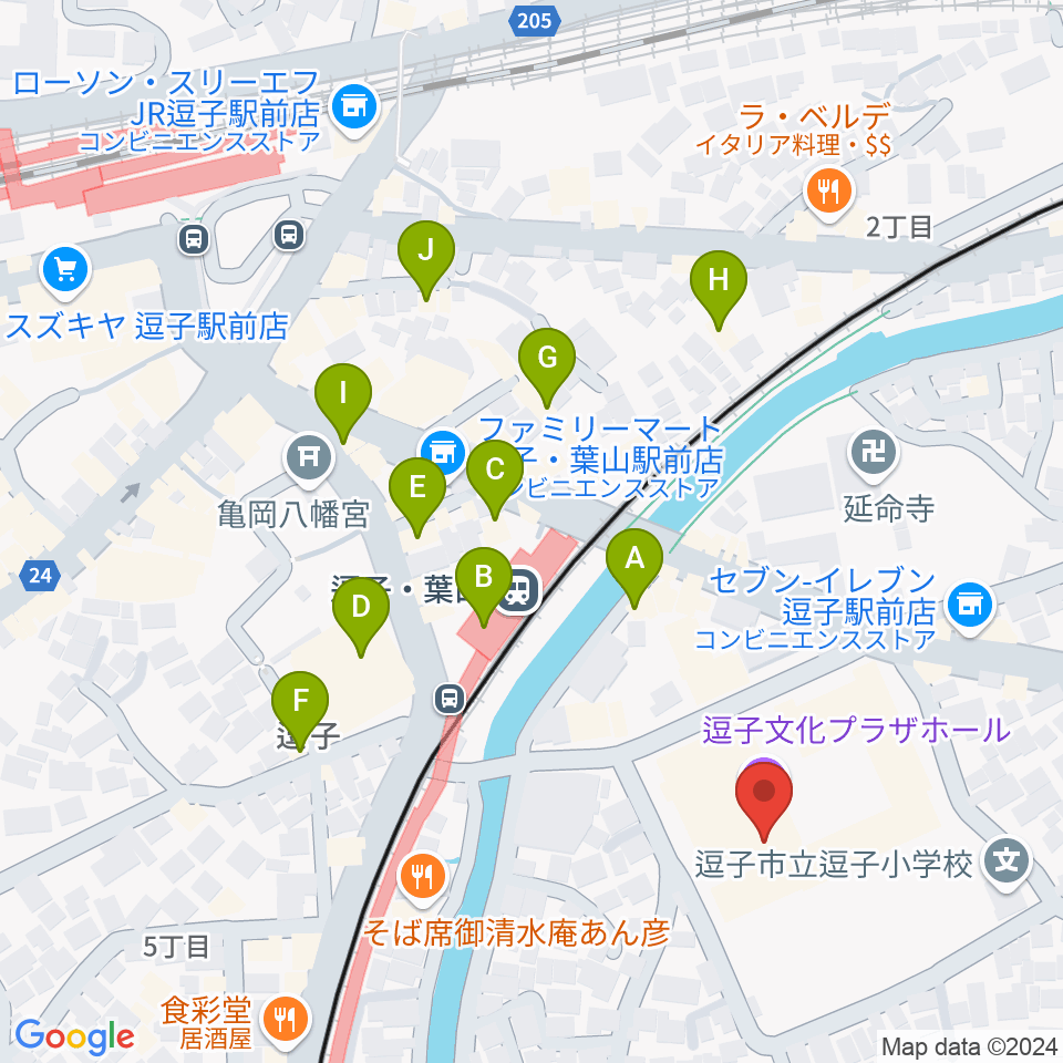 逗子文化プラザホール周辺のカフェ一覧地図