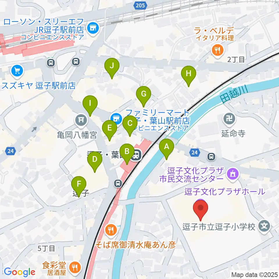 逗子文化プラザホール周辺のカフェ一覧地図