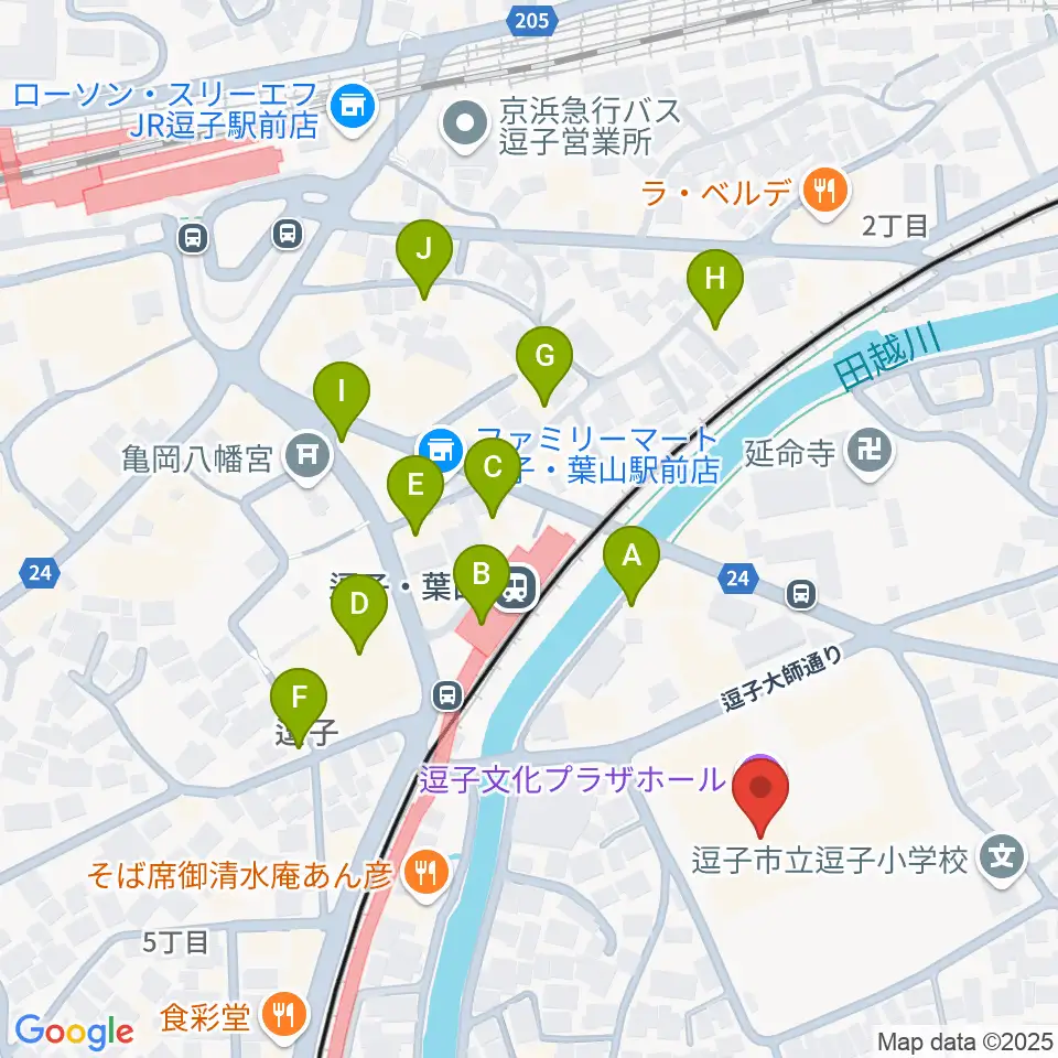 逗子文化プラザホール周辺のカフェ一覧地図