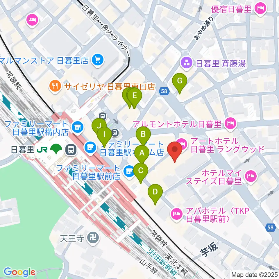 日暮里サニーホール周辺のカフェ一覧地図