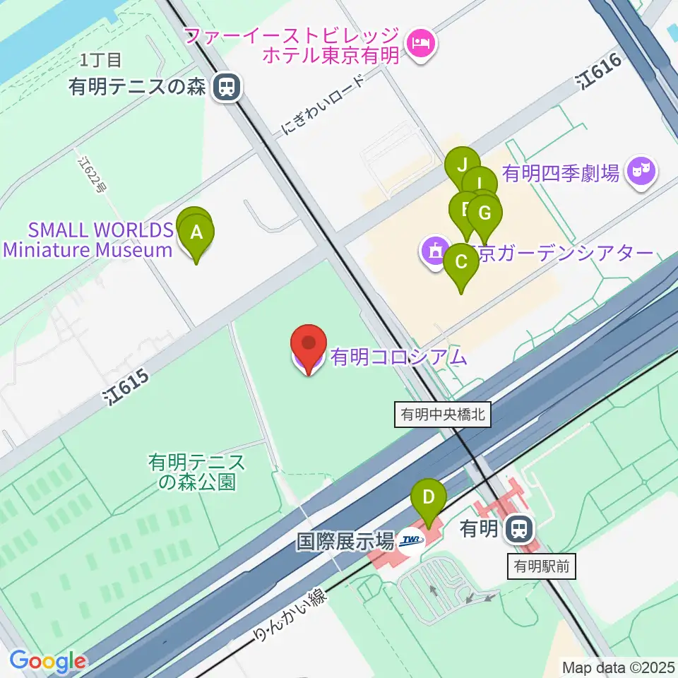 有明コロシアム周辺のカフェ一覧地図