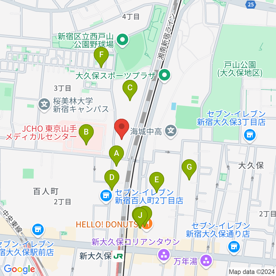 東京グローブ座周辺のカフェ一覧地図