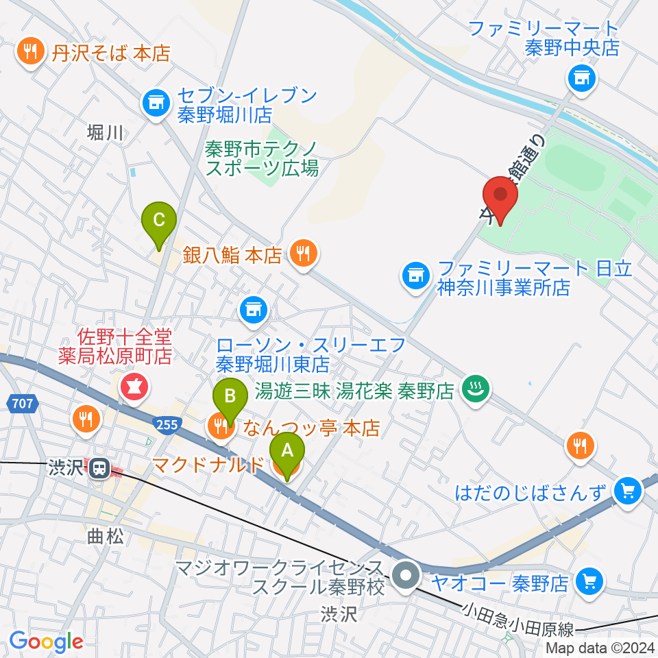 クアーズテック秦野カルチャーホール周辺のカフェ一覧地図