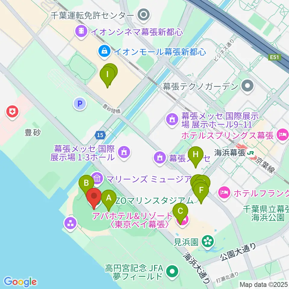 ZOZOマリンスタジアム周辺のカフェ一覧地図