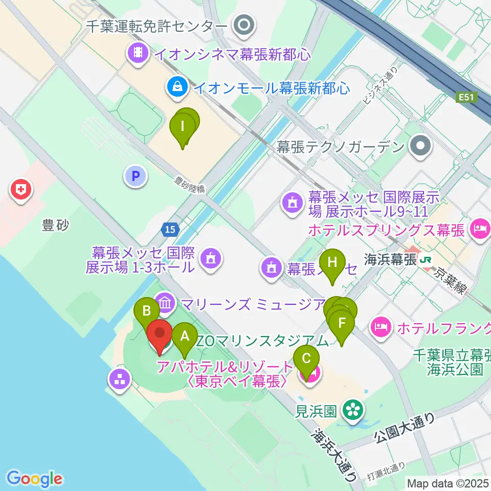 ZOZOマリンスタジアム周辺のカフェ一覧地図