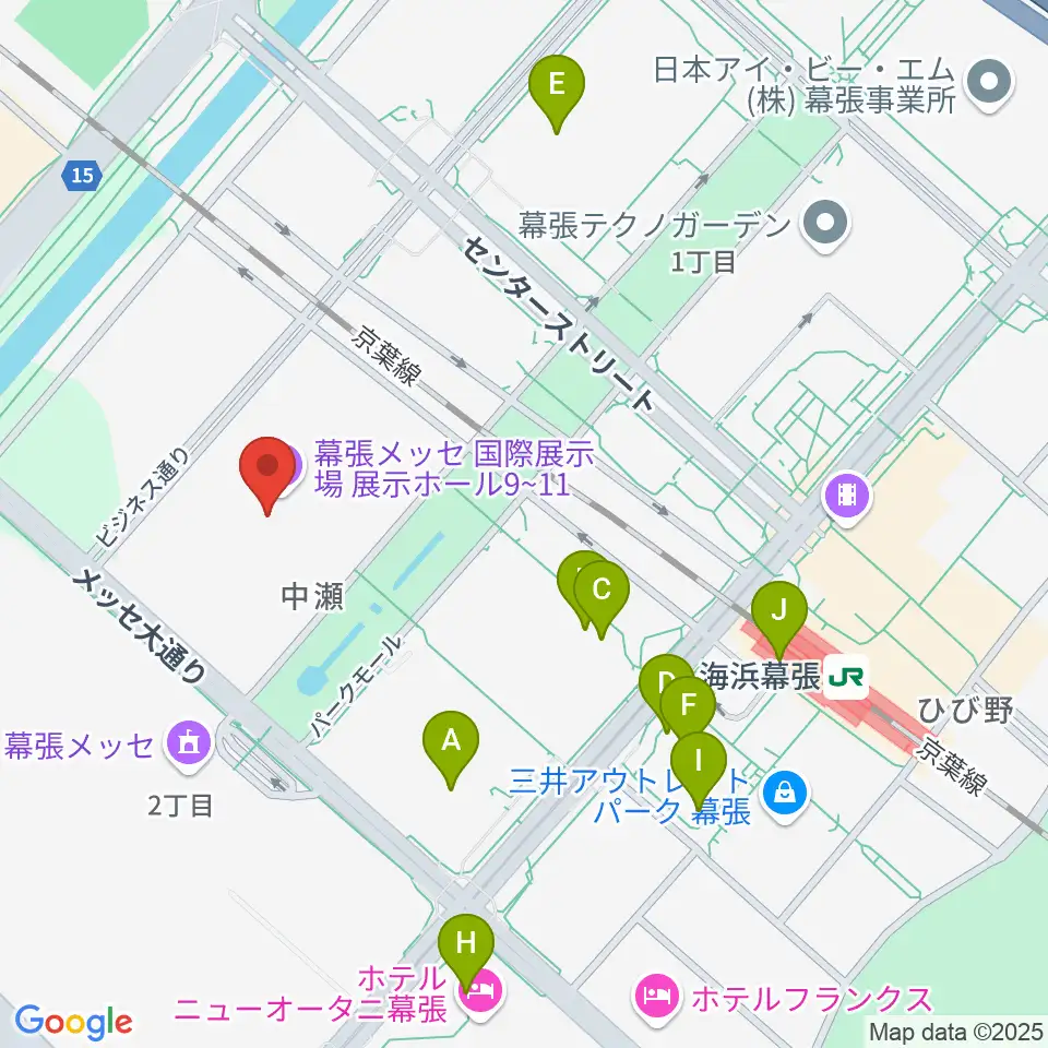 幕張メッセ 国際展示場9-11ホール周辺のカフェ一覧地図