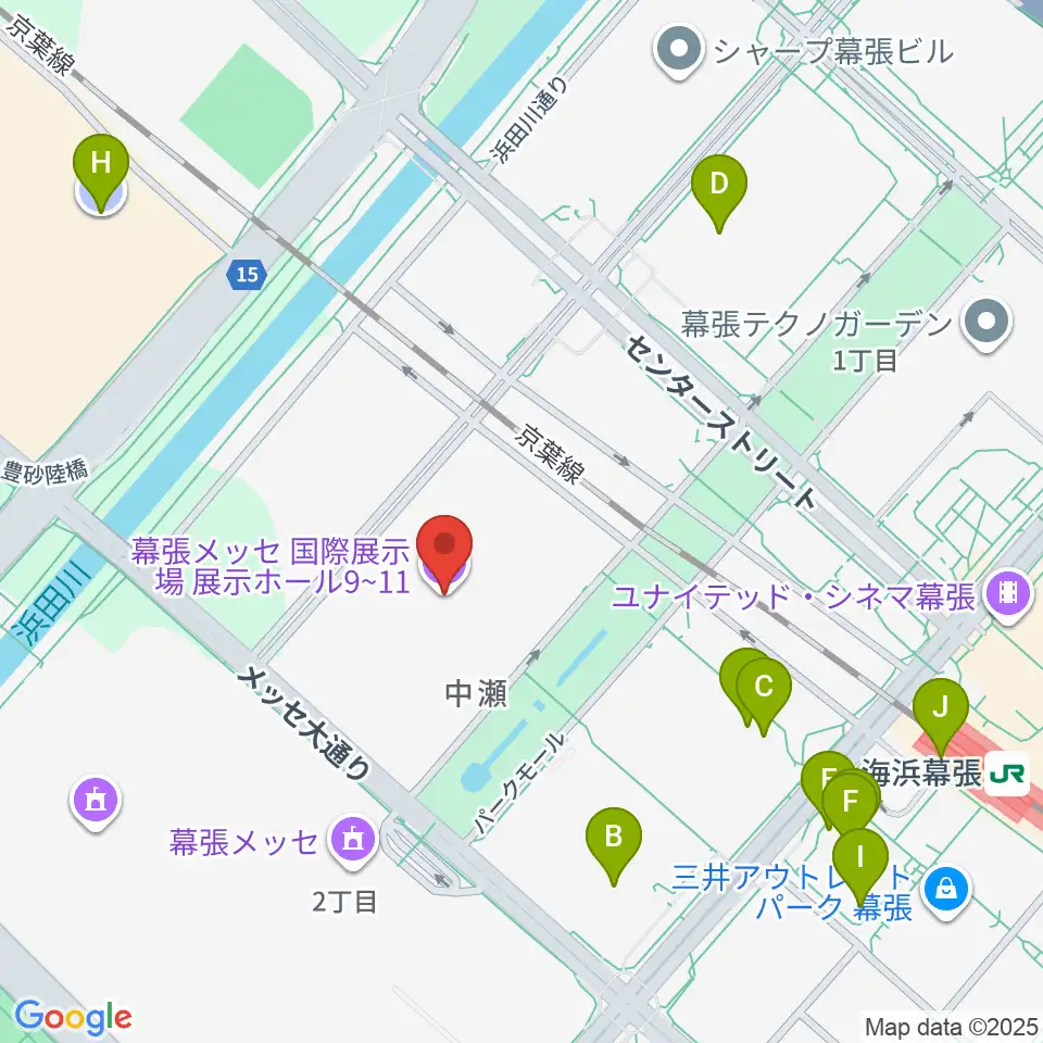 幕張メッセ 国際展示場9-11ホール周辺のカフェ一覧地図