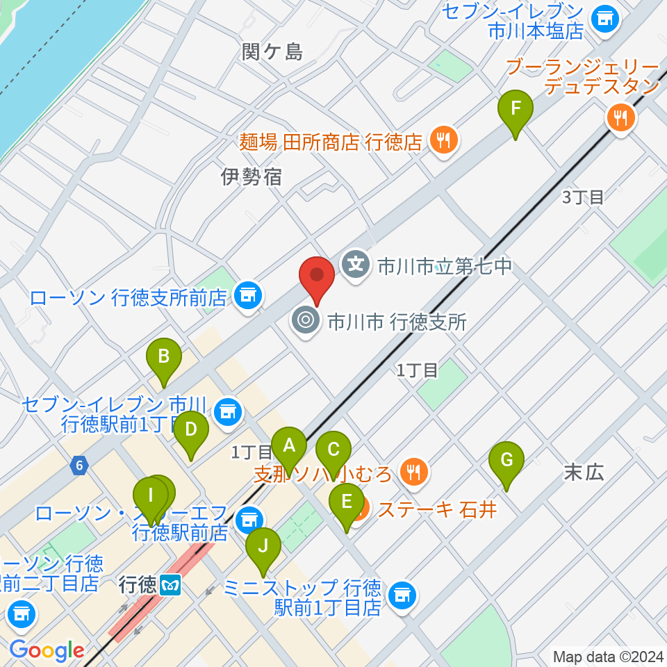 行徳文化ホール I＆I周辺のカフェ一覧地図