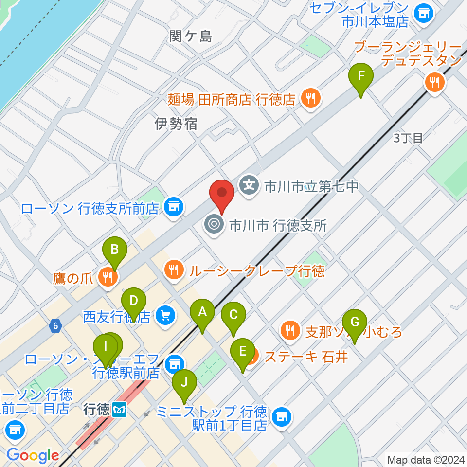 行徳文化ホール I＆I周辺のカフェ一覧地図