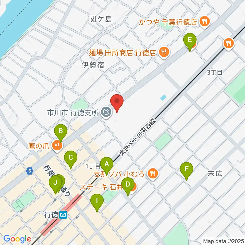 行徳文化ホール I&I周辺のカフェ一覧地図