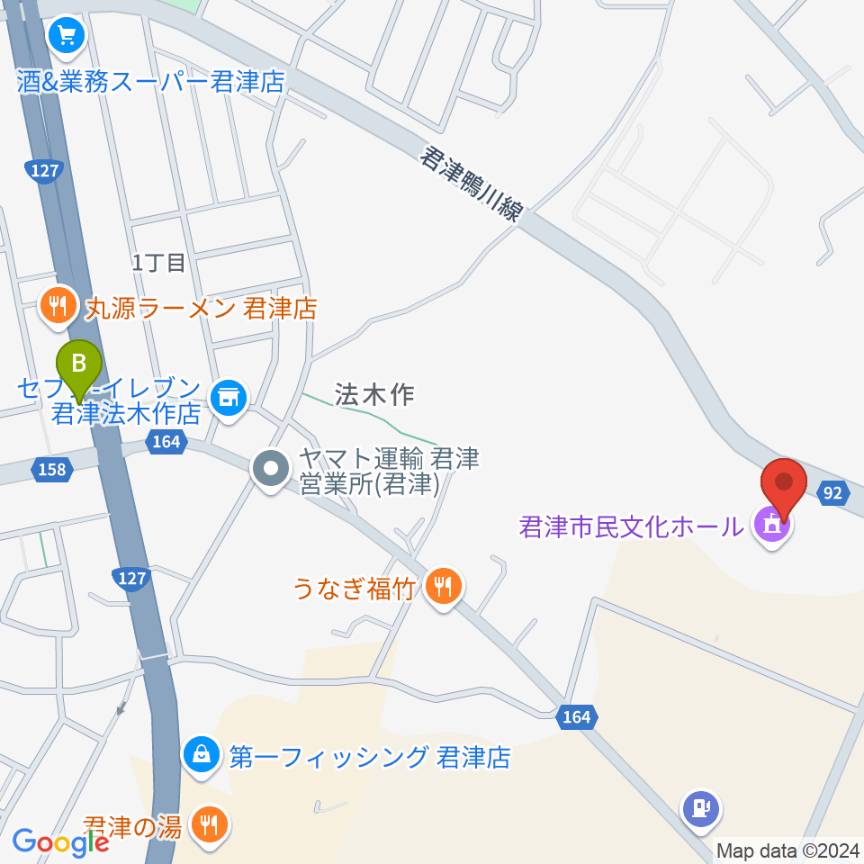 君津市民文化ホール周辺のカフェ一覧地図