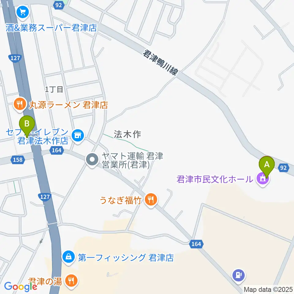 君津市民文化ホール周辺のカフェ一覧地図