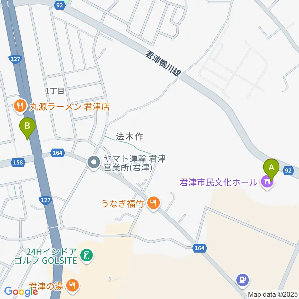 君津市民文化ホール周辺のカフェ一覧地図