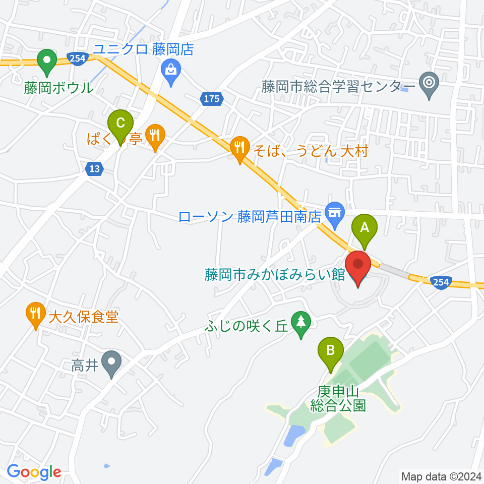 藤岡市みかぼみらい館周辺のカフェ一覧地図