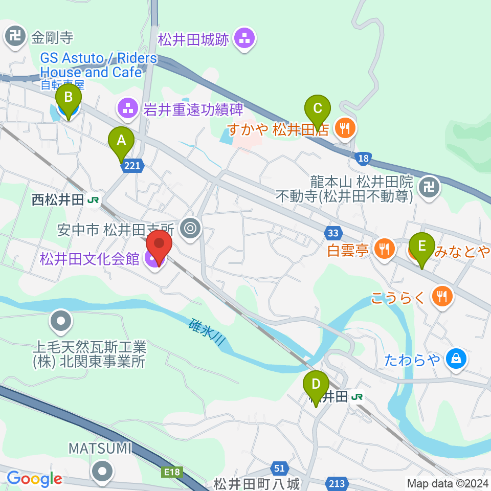 松井田文化会館周辺のカフェ一覧地図