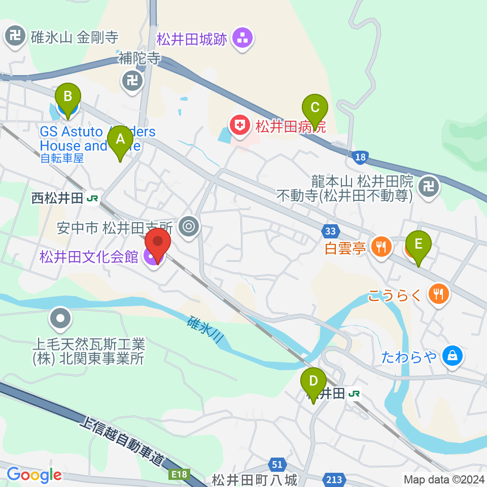 松井田文化会館周辺のカフェ一覧地図