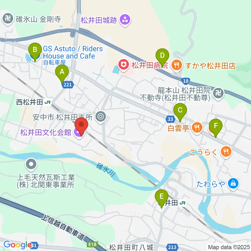 松井田文化会館周辺のカフェ一覧地図