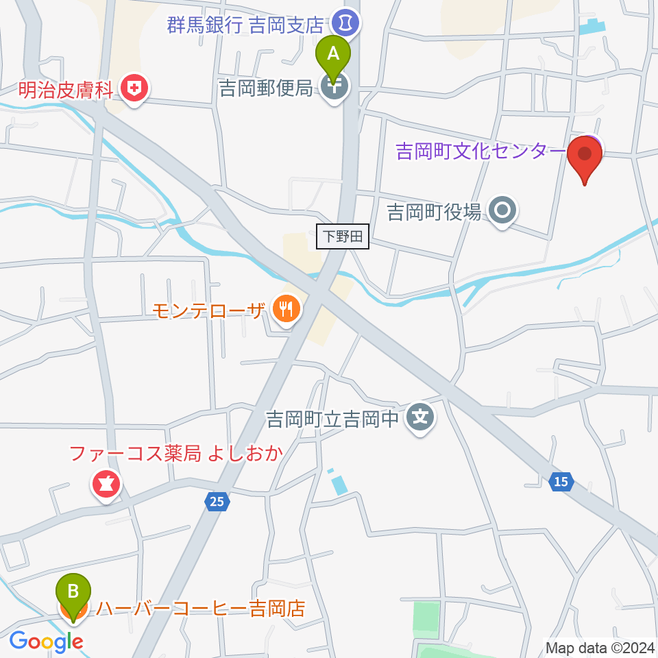 吉岡町文化センター周辺のカフェ一覧地図