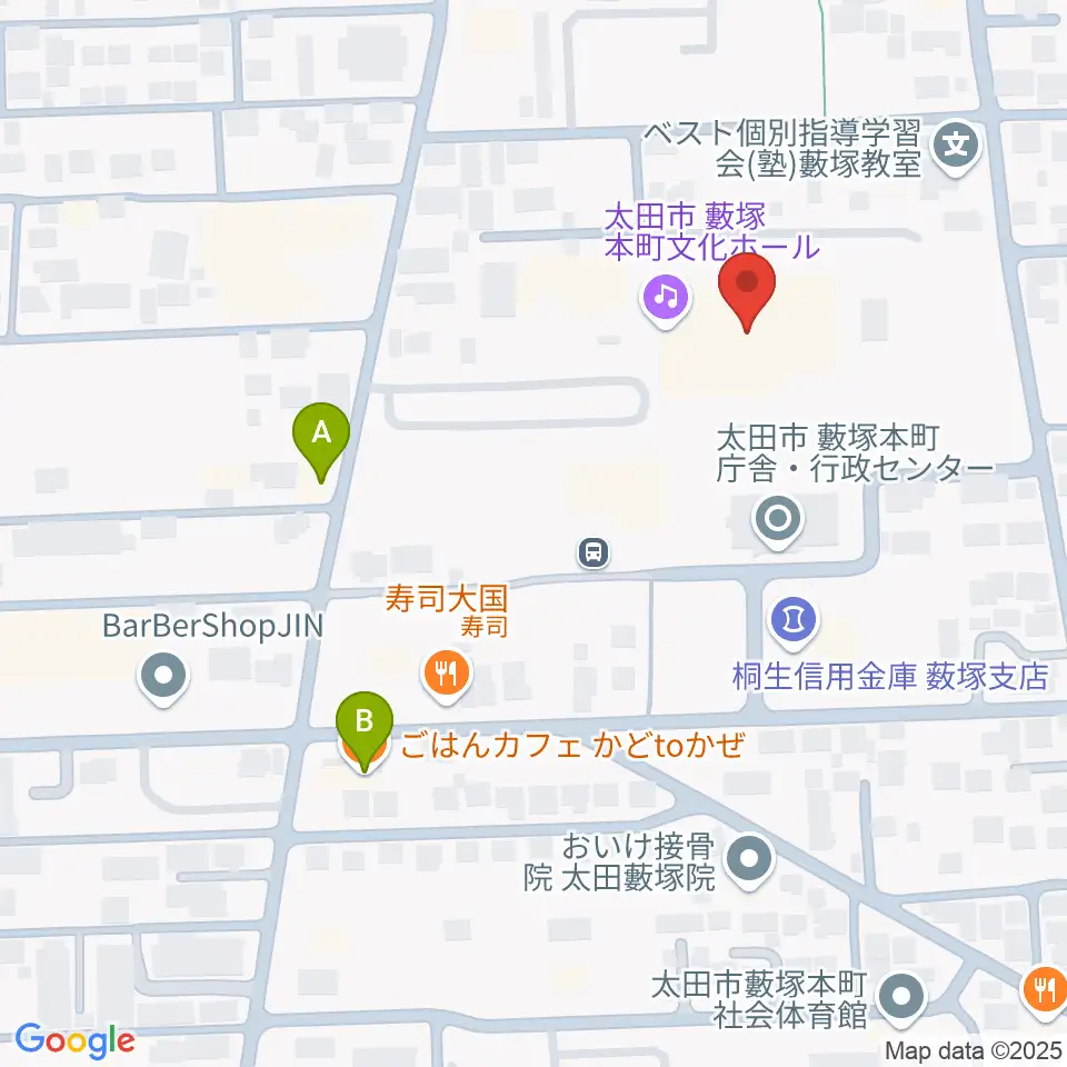 太田市藪塚本町文化ホール カルトピア周辺のカフェ一覧地図