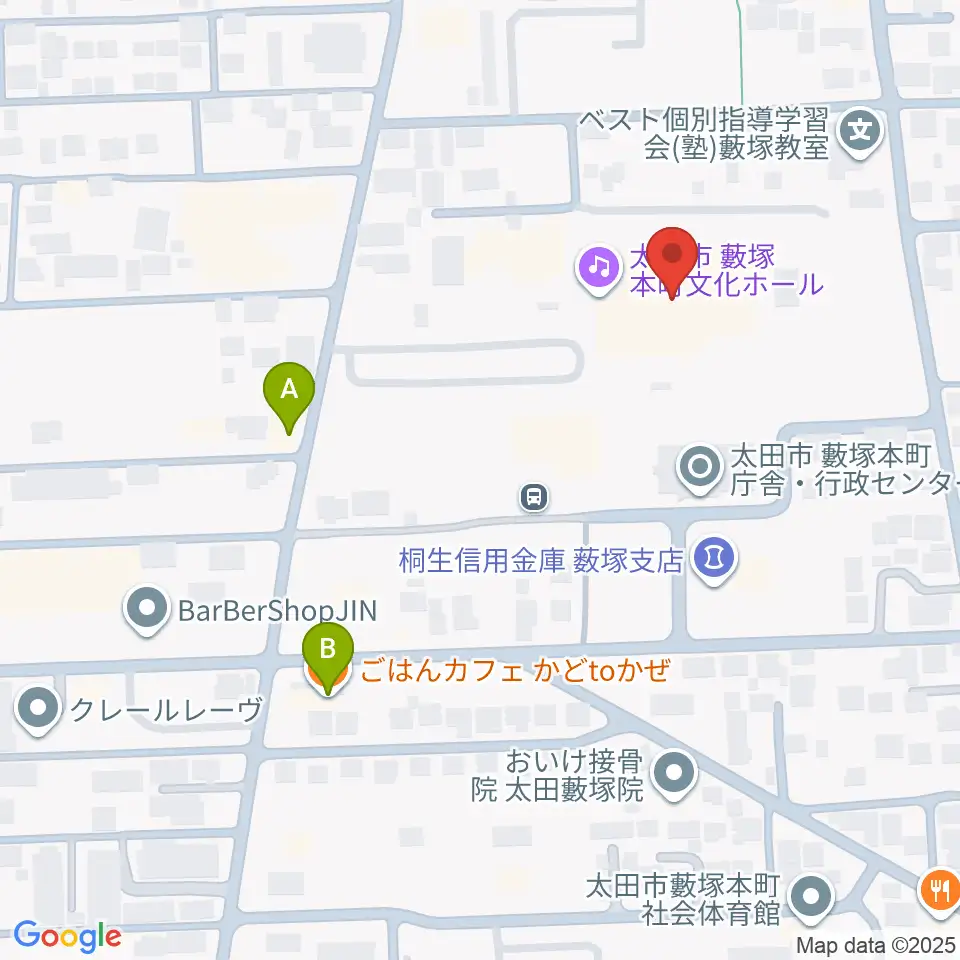 太田市藪塚本町文化ホール カルトピア周辺のカフェ一覧地図