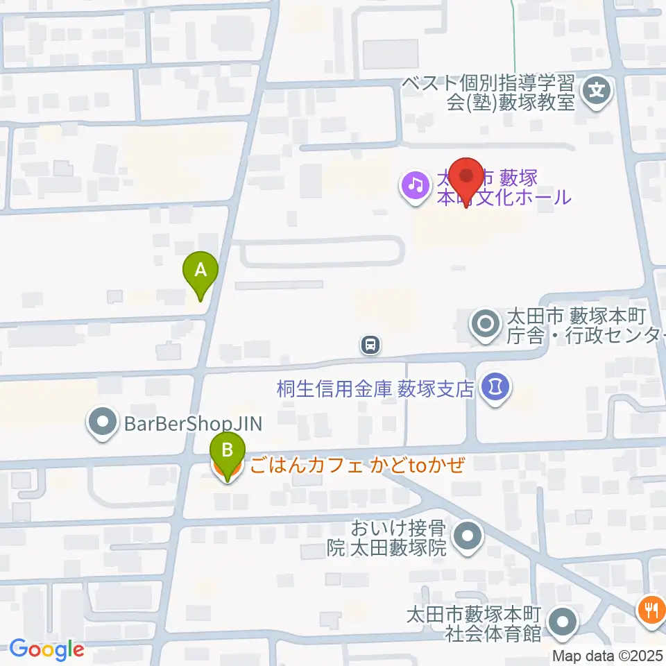 太田市藪塚本町文化ホール カルトピア周辺のカフェ一覧地図