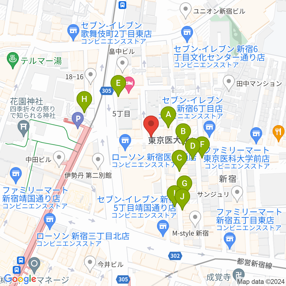 新宿レフカダ周辺のカフェ一覧地図