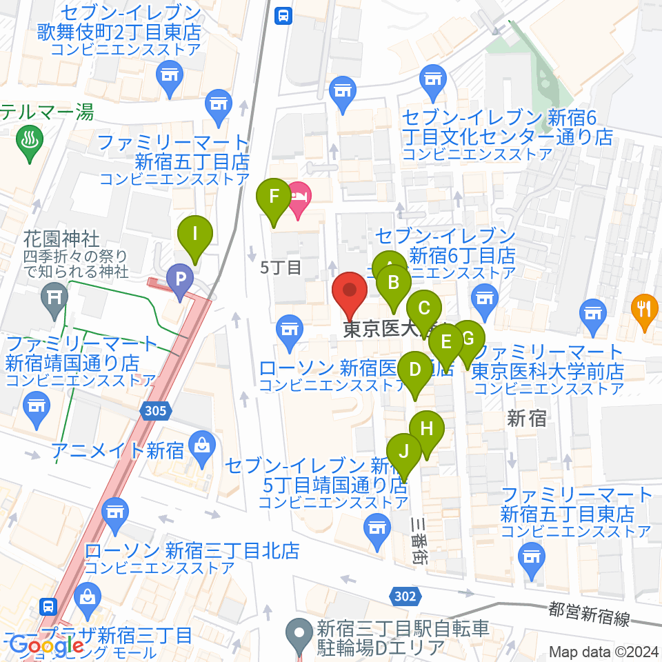 新宿レフカダ周辺のカフェ一覧地図