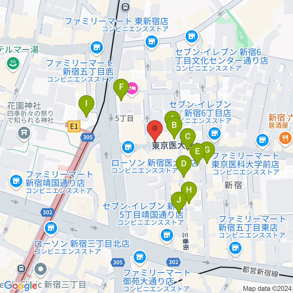 新宿レフカダ周辺のカフェ一覧地図