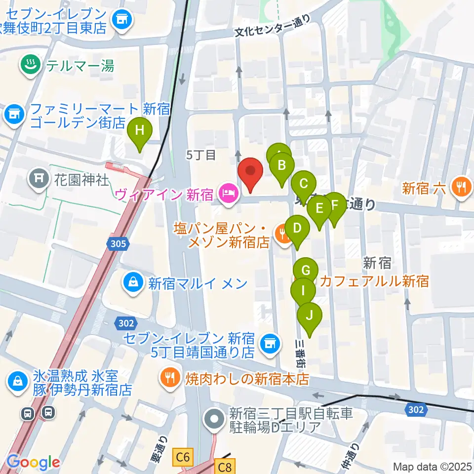 新宿レフカダ周辺のカフェ一覧地図