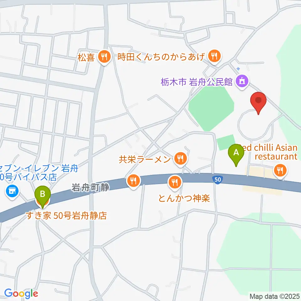 岩舟文化会館コスモスホール周辺のカフェ一覧地図