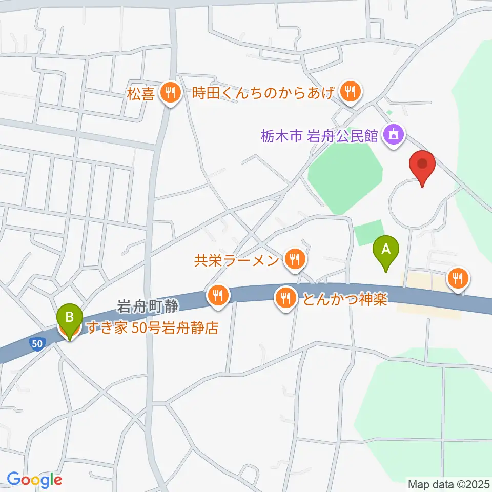 岩舟文化会館コスモスホール周辺のカフェ一覧地図