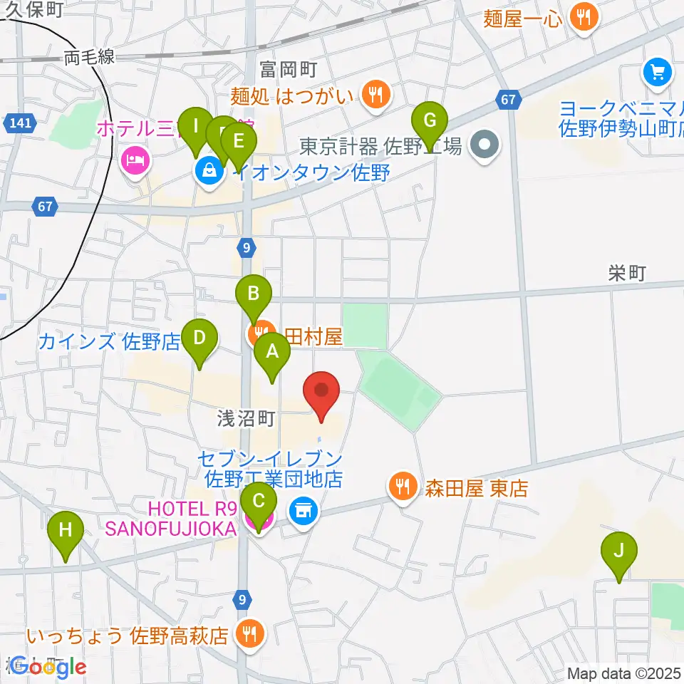 佐野市文化会館周辺のカフェ一覧地図