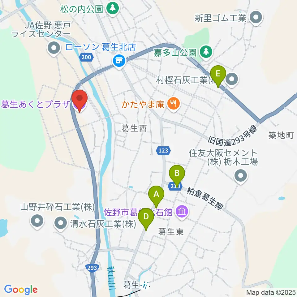 佐野市葛生あくとプラザ周辺のカフェ一覧地図