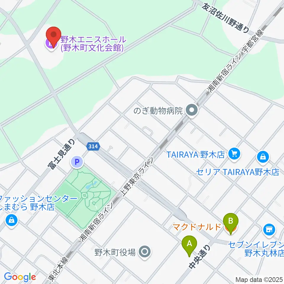 日東工業エニスホール周辺のカフェ一覧地図