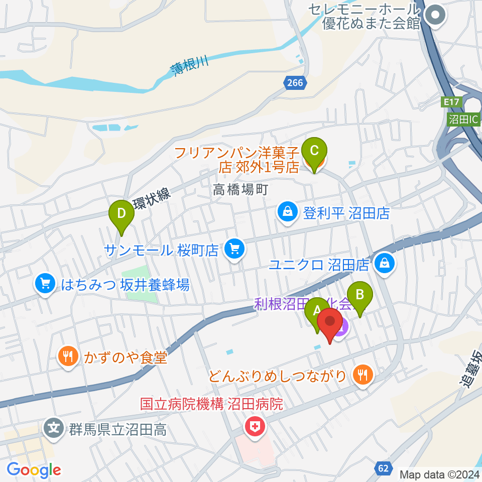 利根沼田文化会館周辺のカフェ一覧地図