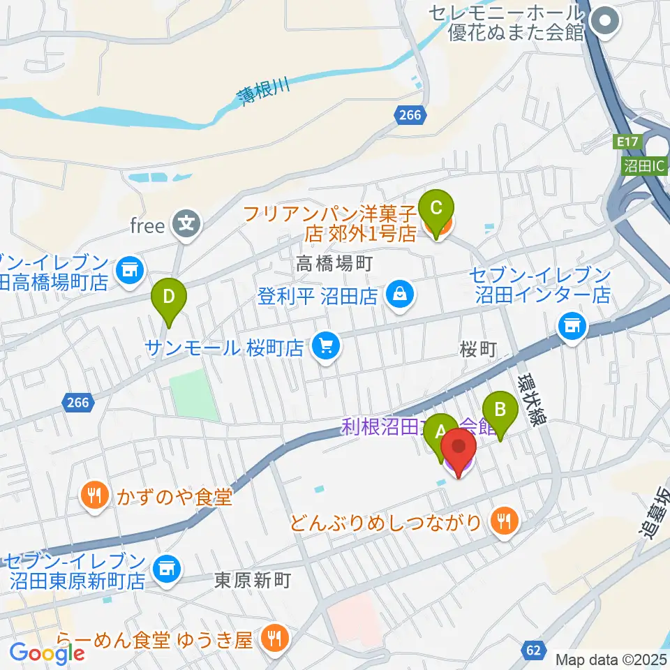 利根沼田文化会館周辺のカフェ一覧地図