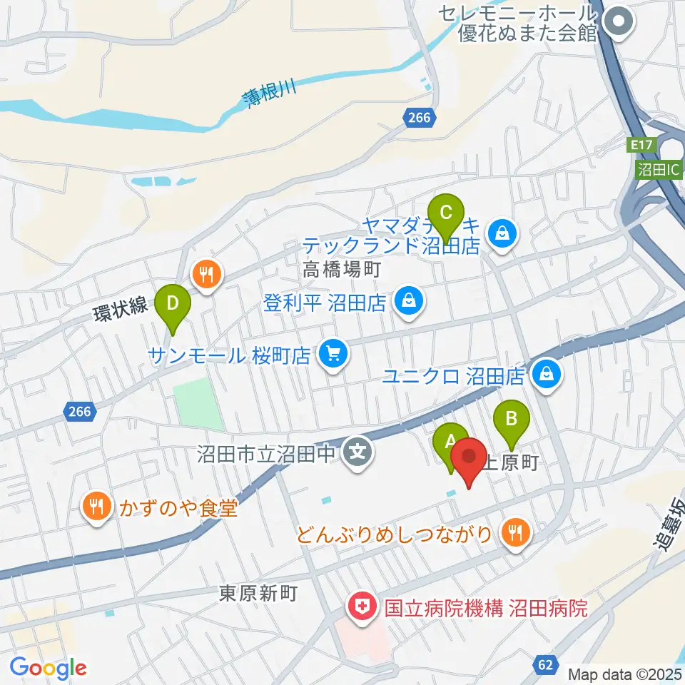 利根沼田文化会館周辺のカフェ一覧地図