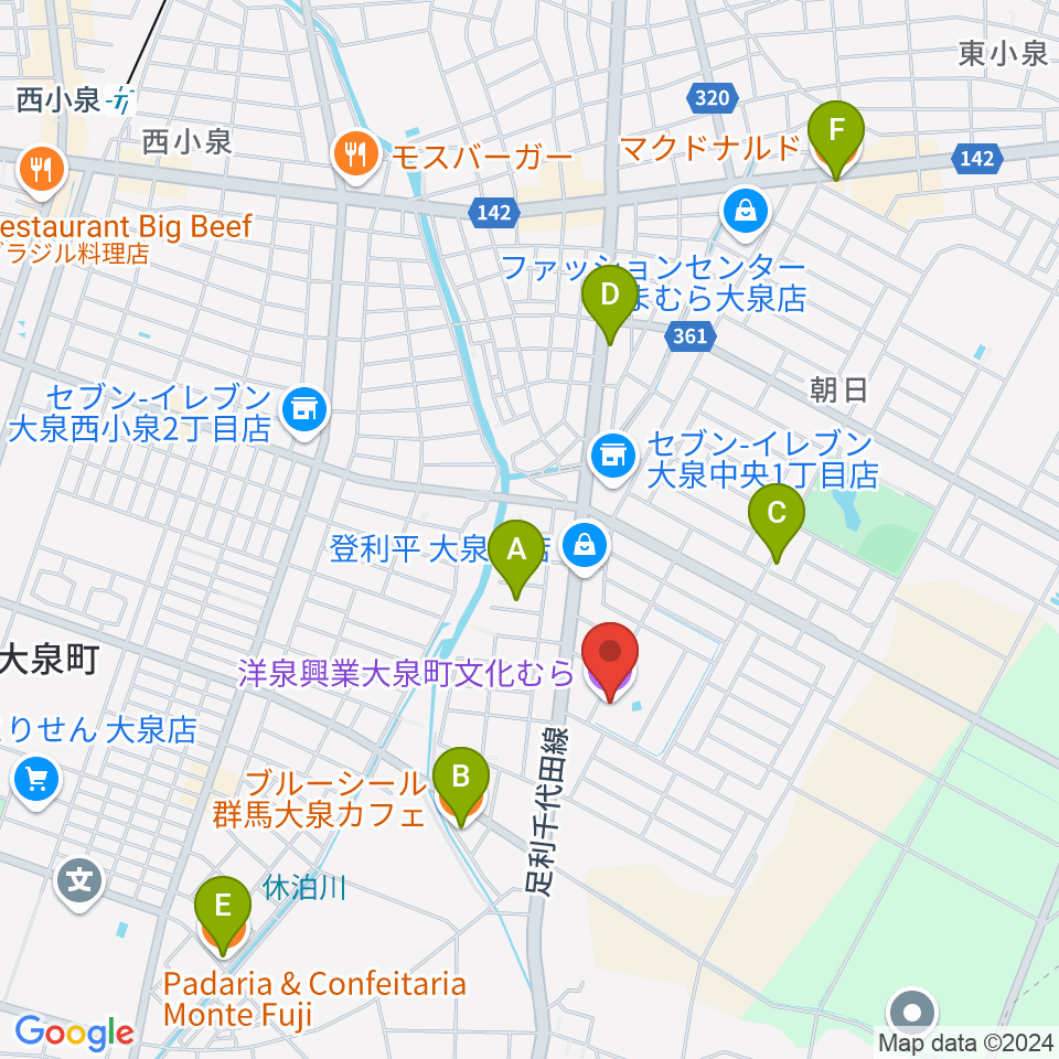 洋泉興業大泉町文化むら周辺のカフェ一覧地図