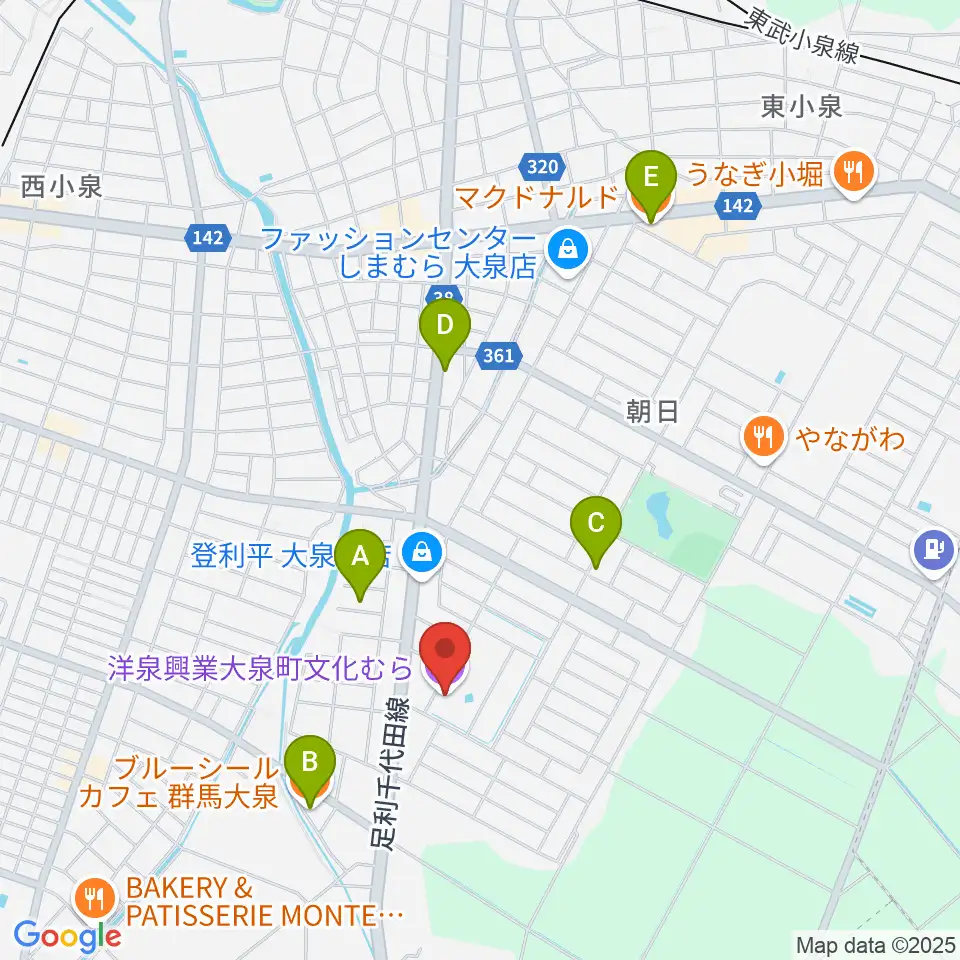 洋泉興業大泉町文化むら周辺のカフェ一覧地図