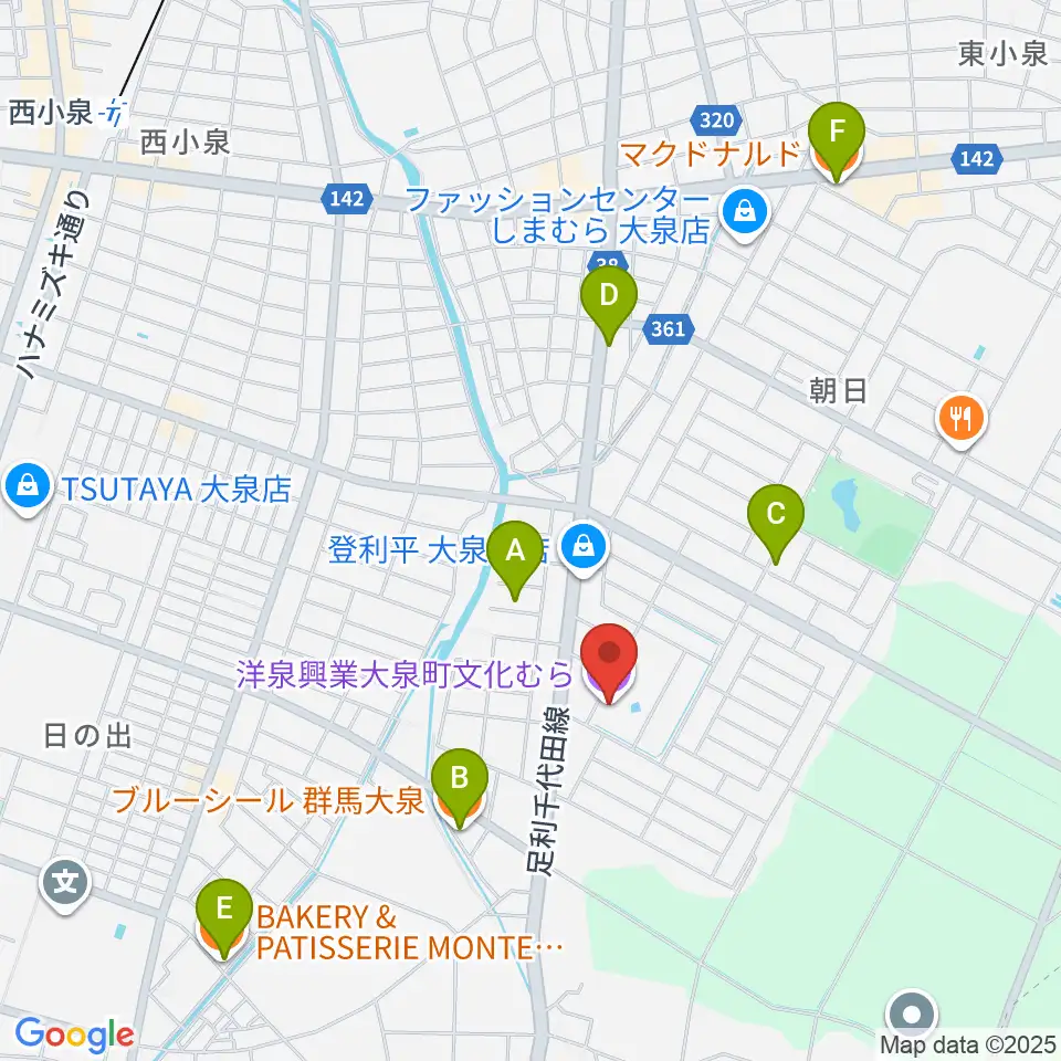 洋泉興業大泉町文化むら周辺のカフェ一覧地図