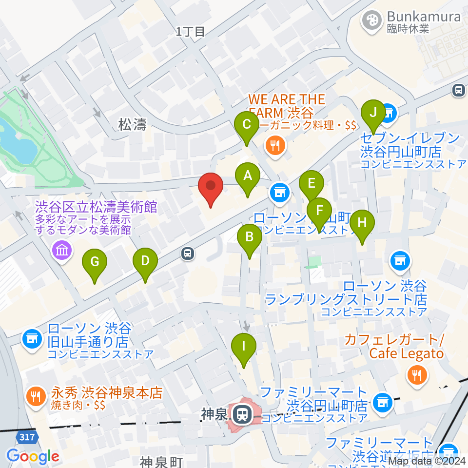 タカギクラヴィア 松濤サロン周辺のカフェ一覧地図