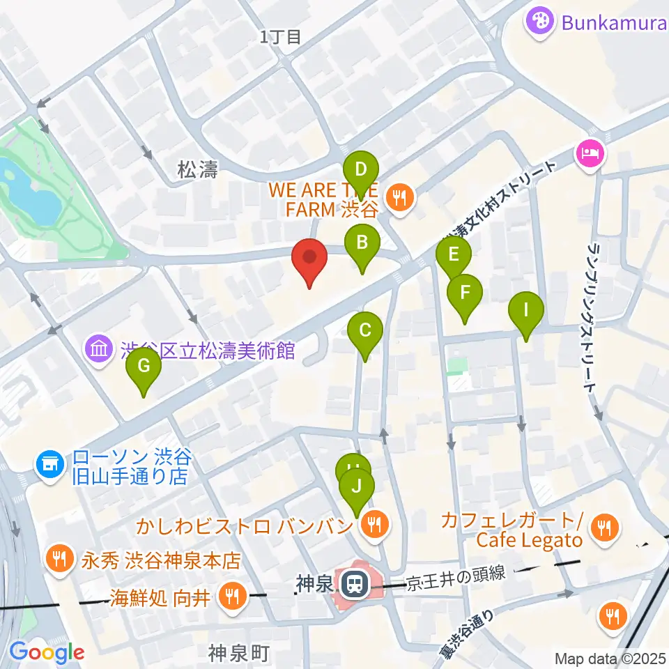 タカギクラヴィア 松濤サロン周辺のカフェ一覧地図