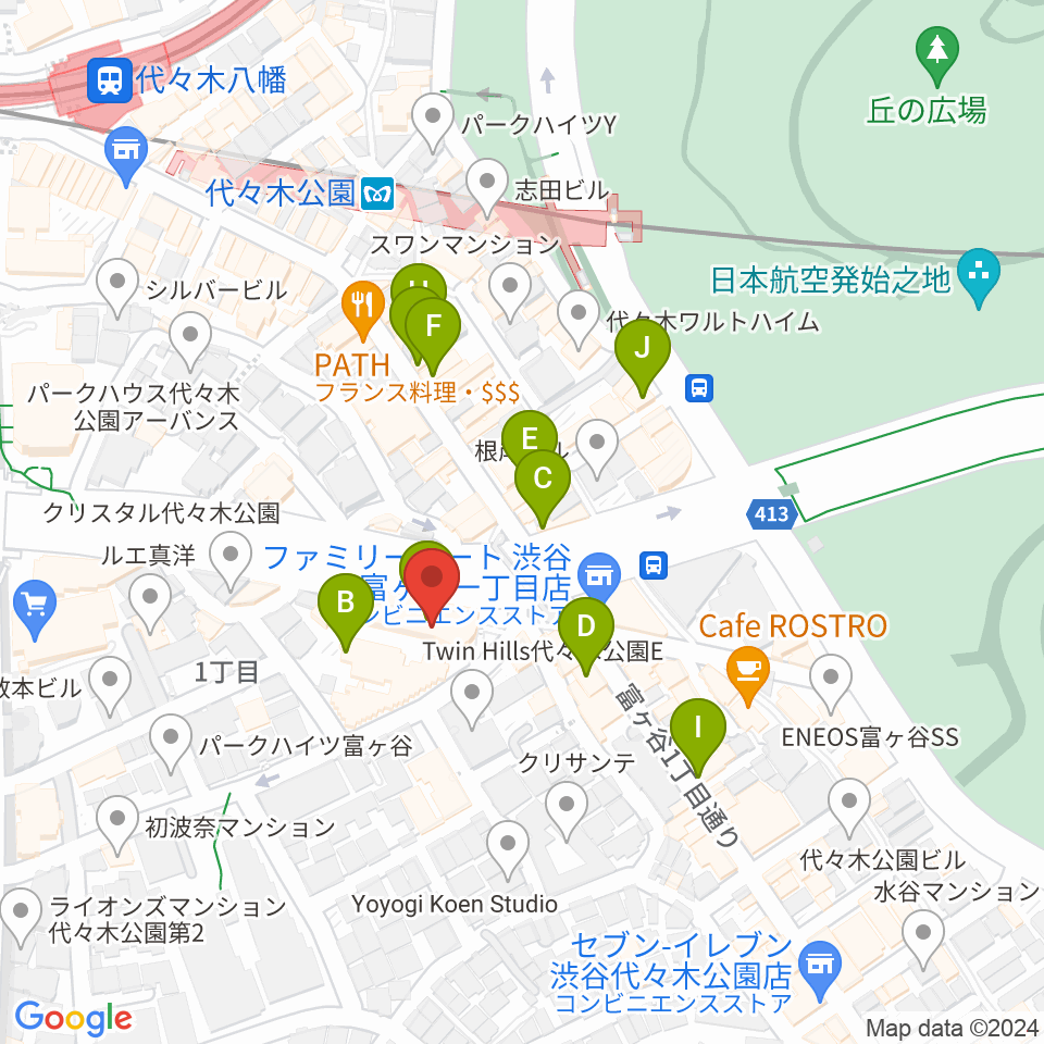 ハクジュホール周辺のカフェ一覧地図