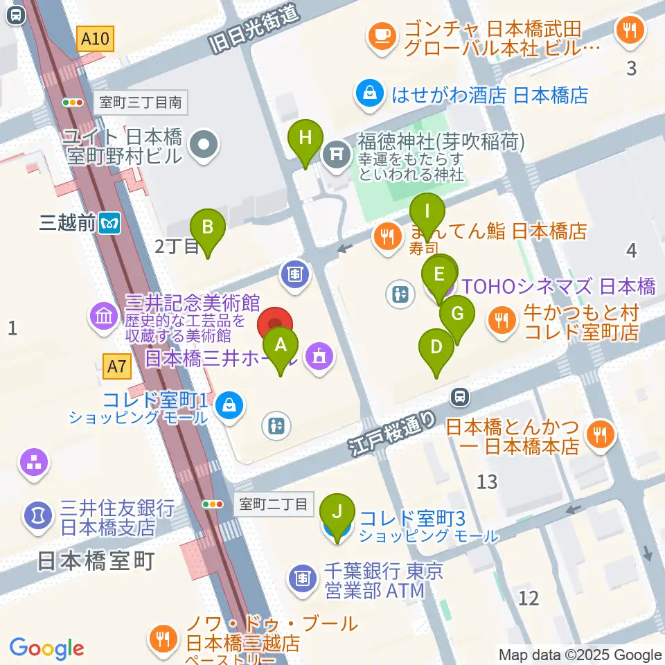 日本橋三井ホール周辺のカフェ一覧地図