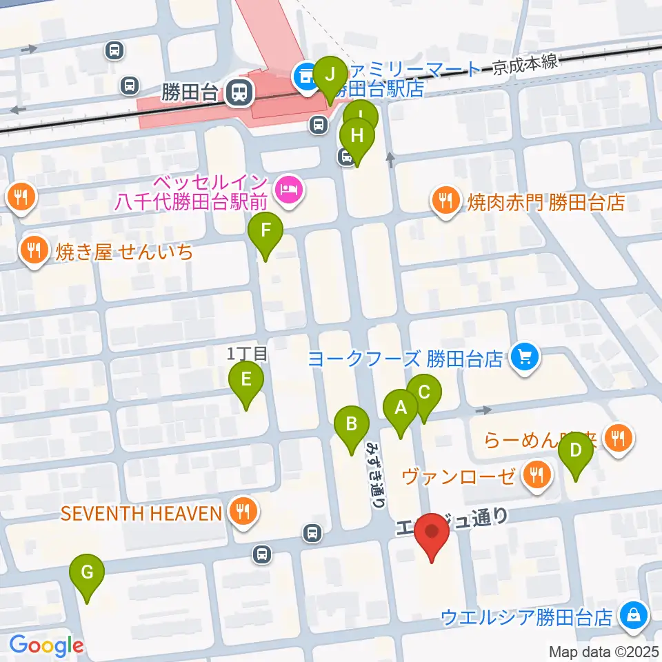 勝田台文化センター周辺のカフェ一覧地図