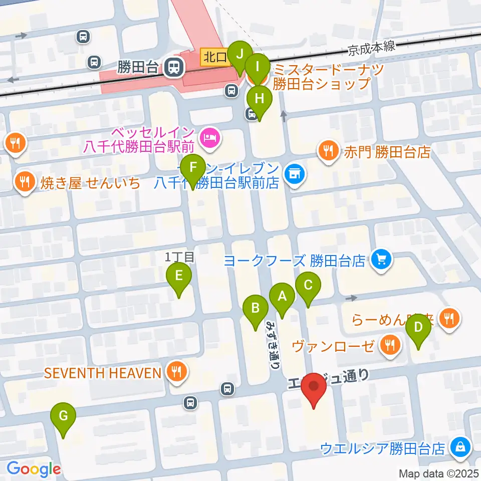 勝田台文化センター周辺のカフェ一覧地図