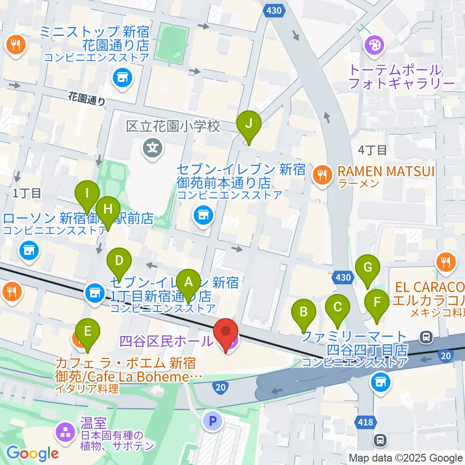 四谷地域センター周辺のカフェ一覧地図