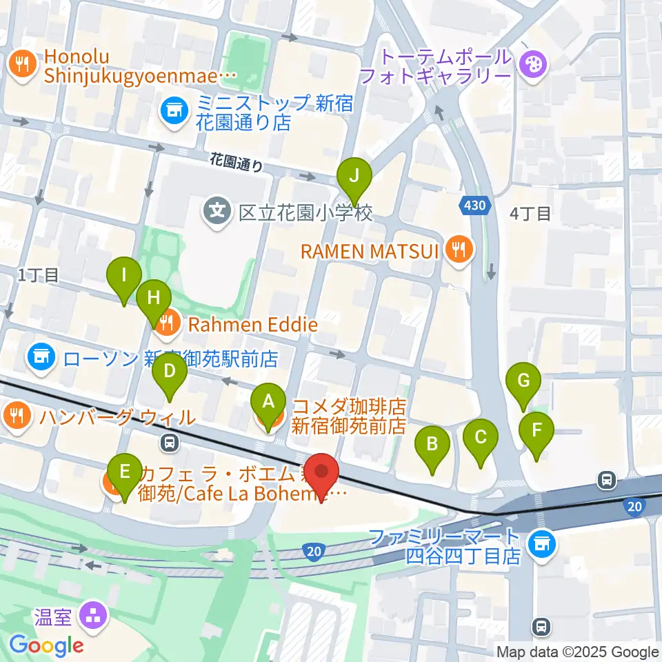四谷地域センター周辺のカフェ一覧地図