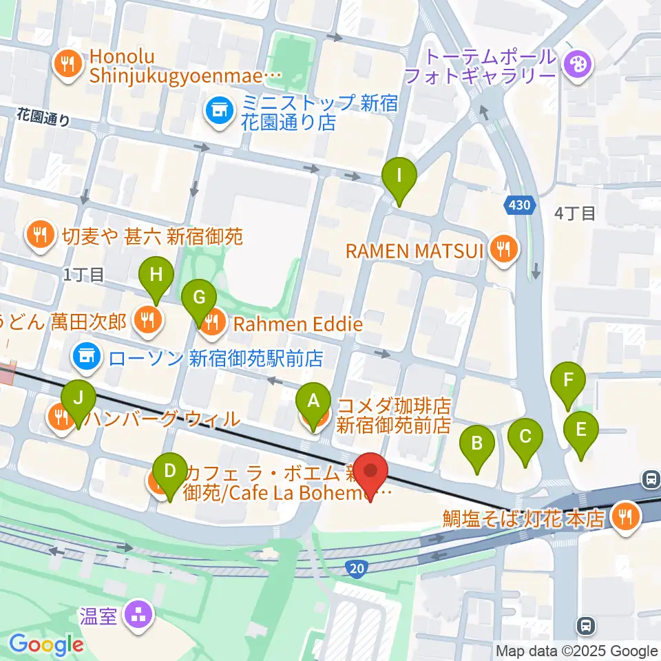 四谷区民ホール周辺のカフェ一覧地図
