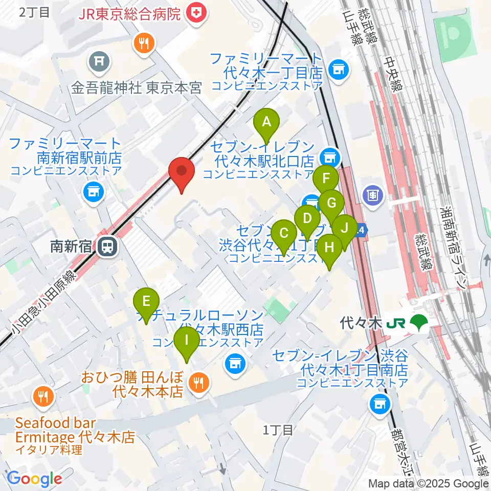 山野ホール周辺のカフェ一覧地図